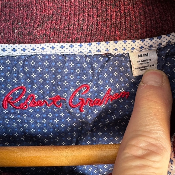 Robert Graham Men's 1/4 Zip Long Sleeve Pullover Sweater Maroon/Black Medium - Picture 5 of 15